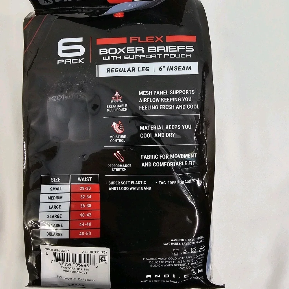 And1 Flex Boxer Briefs W/ Support Pouch-SMALL-6